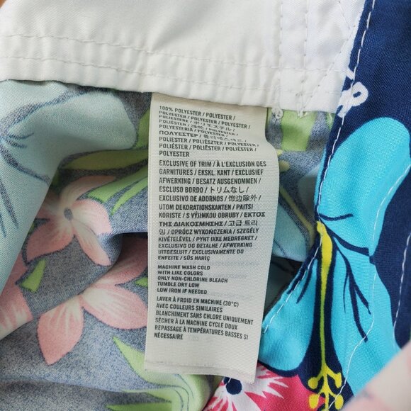 Hollister Mens Blue Hibiscus Hawaiian Board Surf Swim Shorts Size M Trunks Cargo - Picture 7 of 16